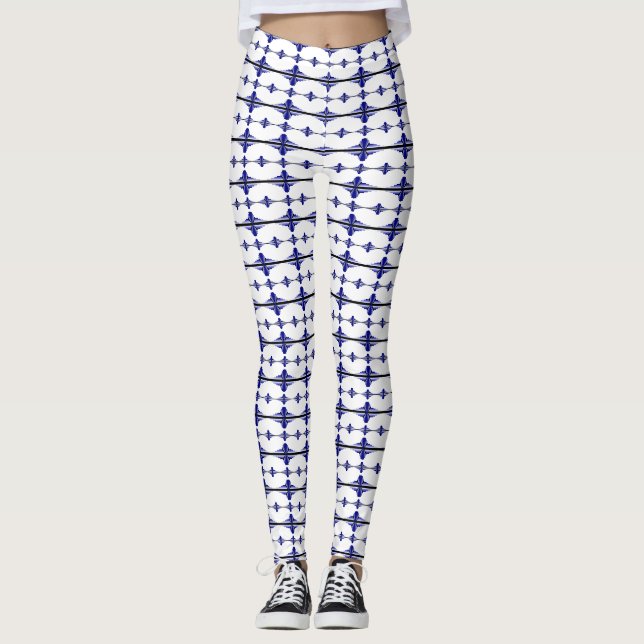 Art deco elements in navy leggings (Front)