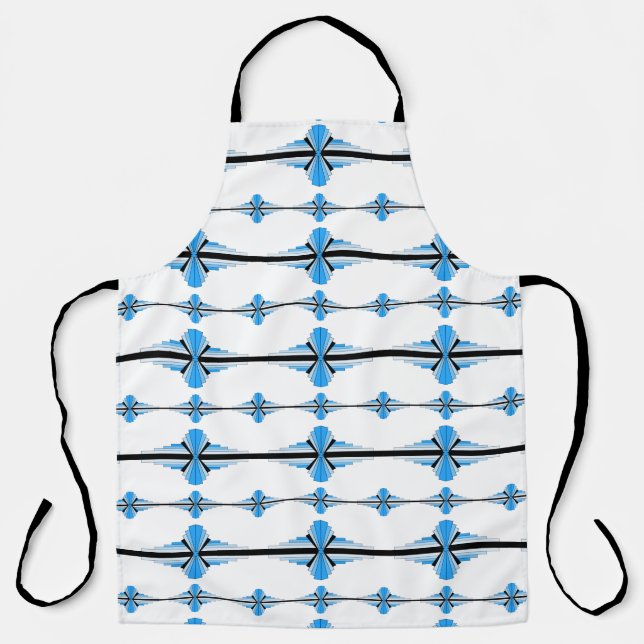 Art deco elements in pastel blue apron (Front)