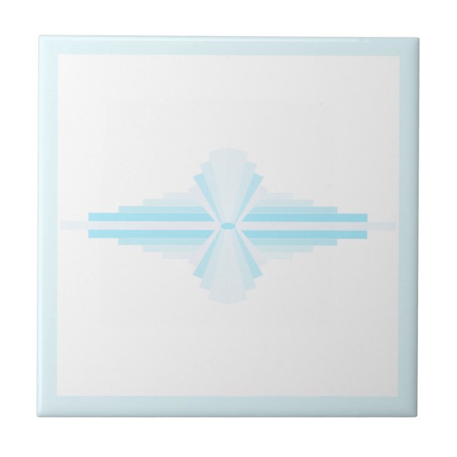 Art deco elements in pastel blue ceramic tile (Front)