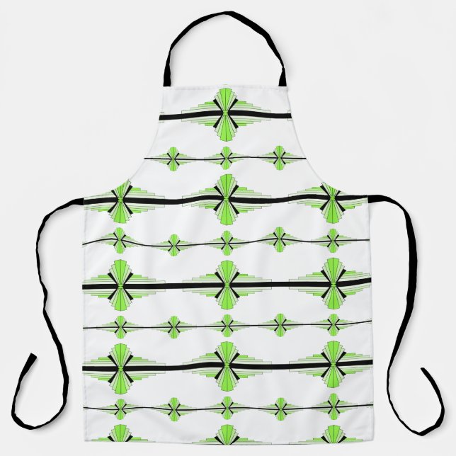 Art deco elements in pastel lime green apron (Front)