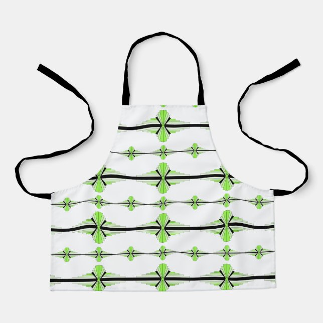Art deco elements in pastel lime green apron (Front)