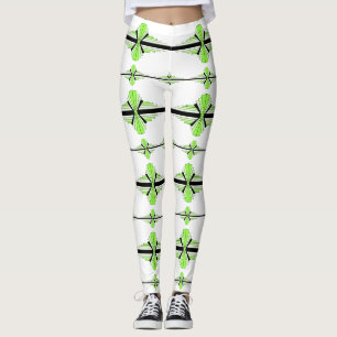 Art deco elements in pastel lime green leggings