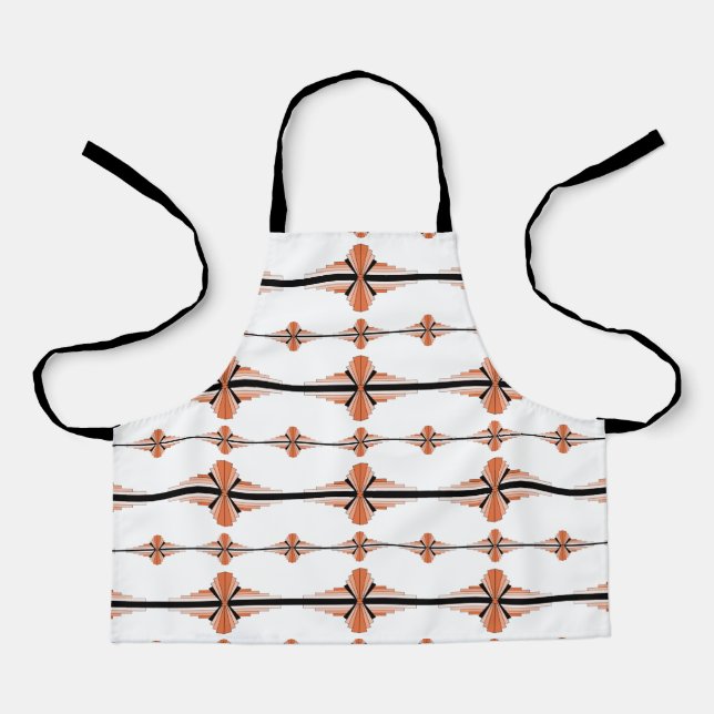Art deco elements in pastel orange apron (Front)