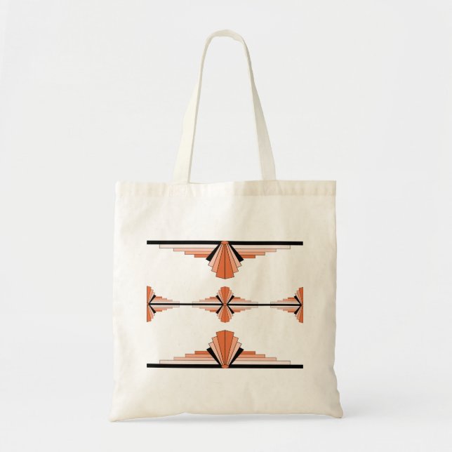 Art deco elements in pastel orange tote bag (Front)