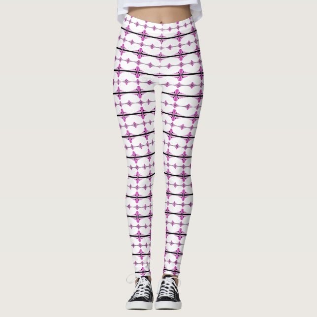 Art deco elements in pastel pink leggings (Front)
