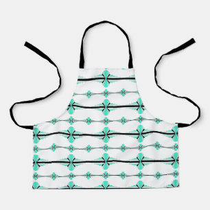 Art deco elements in pastel teal green apron