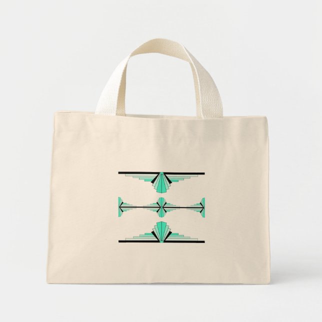 Art deco elements in pastel teal  mini tote bag (Front)