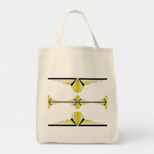 Art deco elements in pastel yellow tote bag