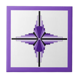Art deco elements in purple ceramic tile