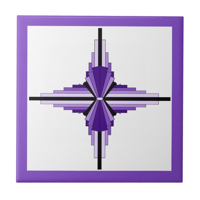 Art deco elements in purple ceramic tile (Front)