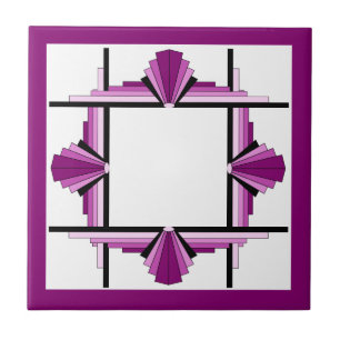 Art deco elements in raspberry & pink ceramic tile