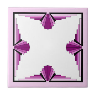 Art deco elements in raspberry & pink ceramic tile