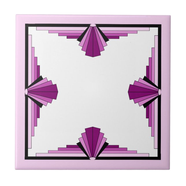 Art deco elements in raspberry & pink ceramic tile (Front)