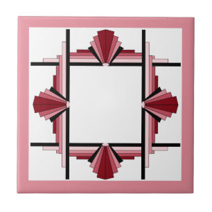 Art deco elements in raspberry & pink ceramic tile