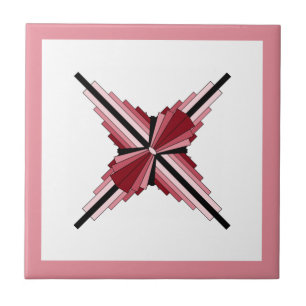 Art deco elements in raspberry & pink ceramic tile
