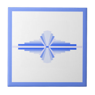 Art deco elements in rich blue ceramic tile