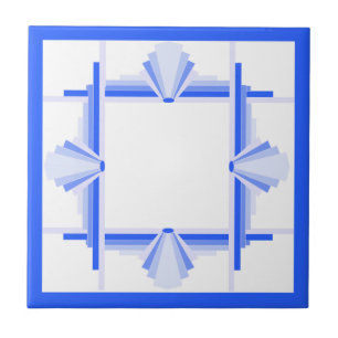 Art deco elements in rich blue ceramic tile