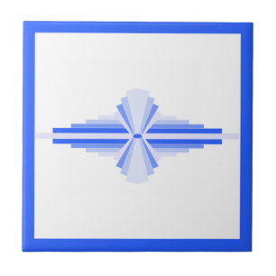 Art deco elements in rich blue ceramic tile