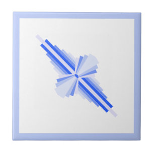 Art deco elements in rich blue ceramic tile