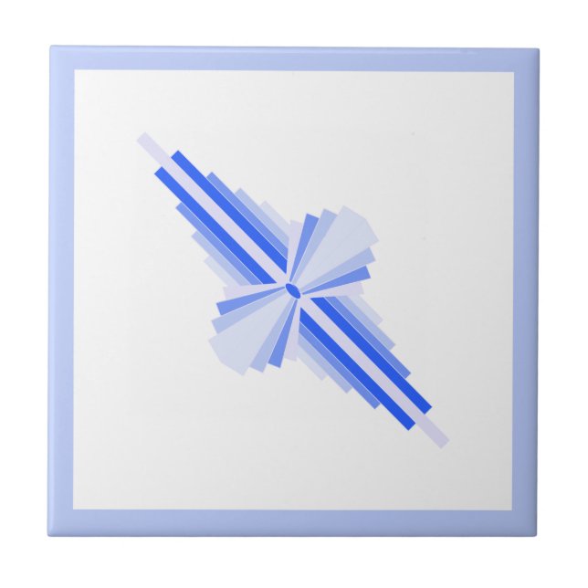 Art deco elements in rich blue ceramic tile (Front)