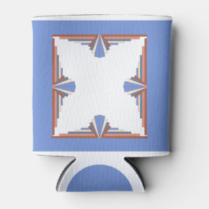 Art deco elements in rose gold & blue can cooler