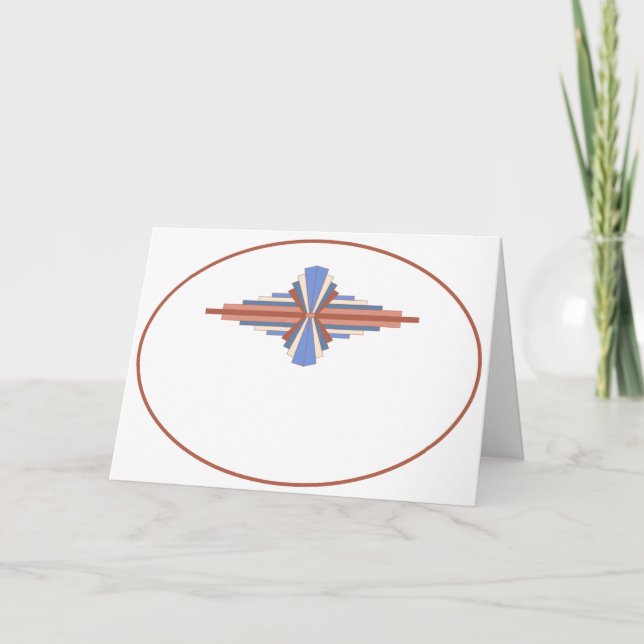 Art deco elements in rose gold & blue card (Front)