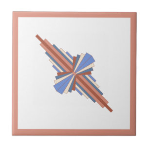 Art deco elements in rose gold & blue ceramic tile