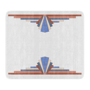 Art deco elements in rose gold & blue cutting board