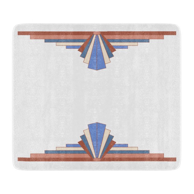 Art deco elements in rose gold & blue cutting board (Front)