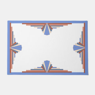 Art deco elements in rose gold & blue doormat