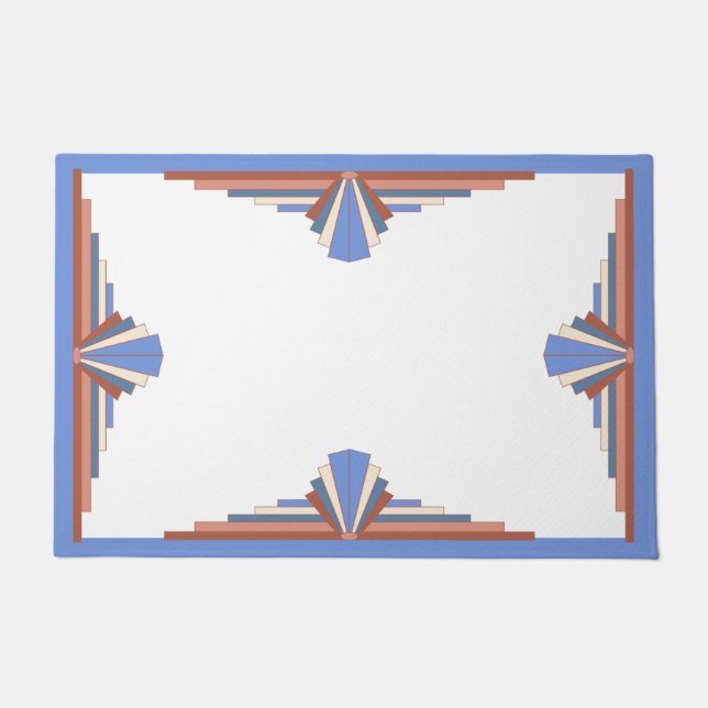 Art deco elements in rose gold & blue doormat (Front)