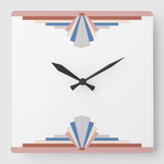Art deco elements in rose gold, blue & grey01 square wall clock (Front)