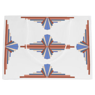 Art deco elements in rose gold & blue large gift bag