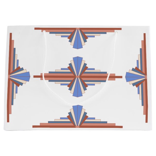 Art deco elements in rose gold & blue large gift bag (Front)