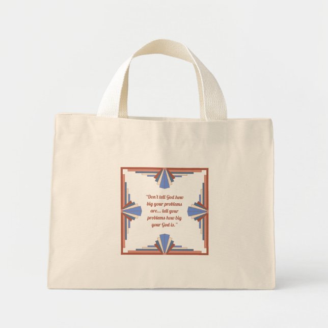 Art deco elements in rose gold & blue mini tote bag (Front)