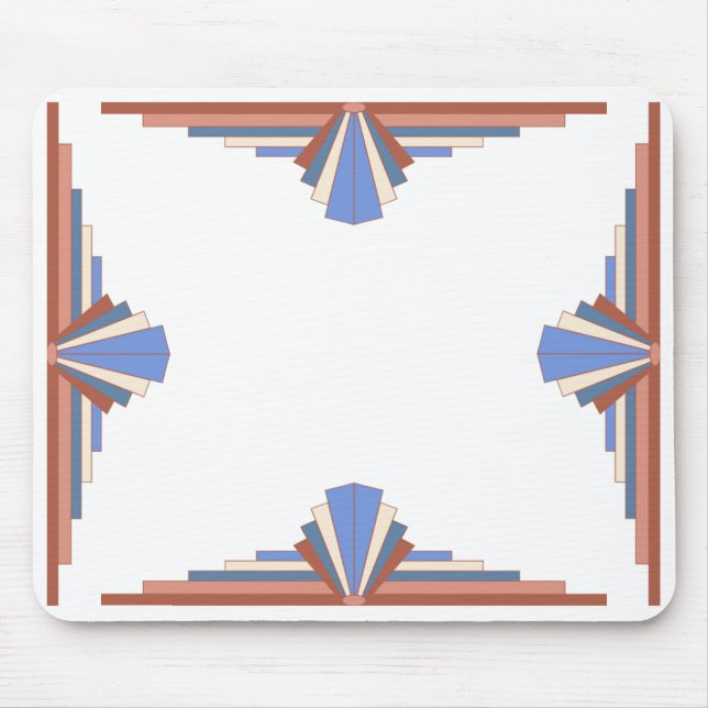 Art deco elements in rose gold & blue mouse pad (Front)