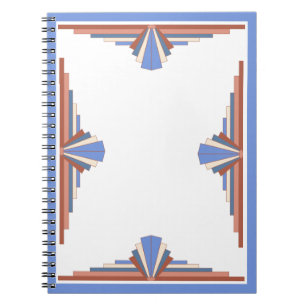 Art deco elements in rose gold & blue notebook