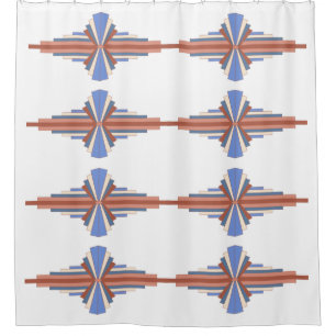 Art deco elements in rose gold & blue shower curtain