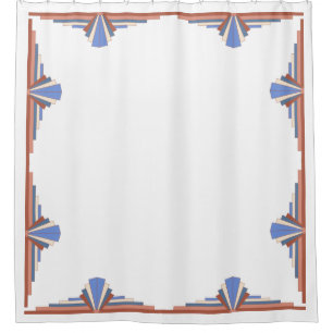 Art deco elements in rose gold & blue shower curtain