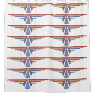 Art deco elements in rose gold & blue shower curtain