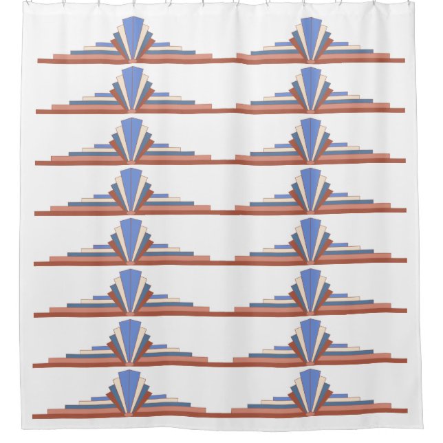 Art deco elements in rose gold & blue shower curtain (Front)