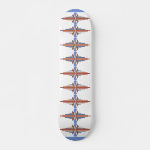 Art deco elements in rose gold & blue skateboard