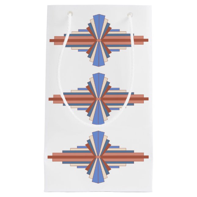 Art deco elements in rose gold & blue small gift bag (Front)