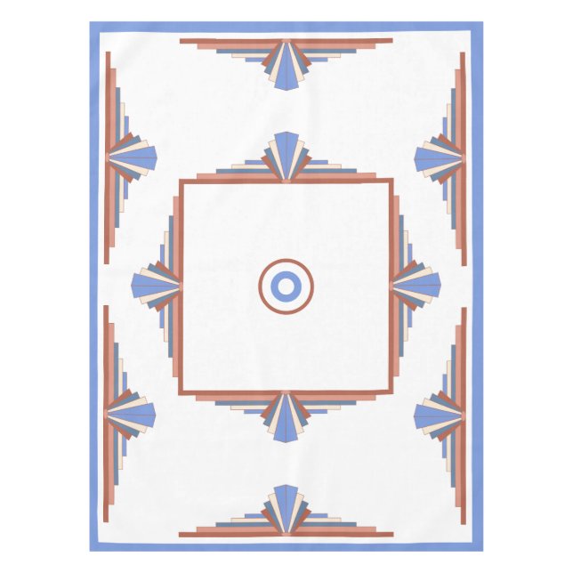 Art deco elements in rose gold & blue tablecloth (Front)