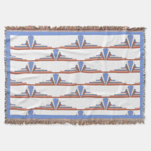 Art deco elements in rose gold & blue throw blanket