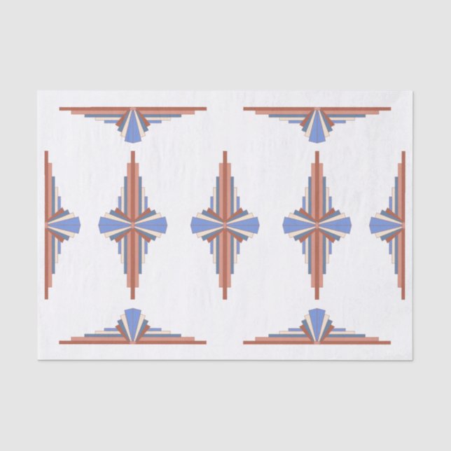 Art deco elements in rose gold & blue tissue paper (Front)