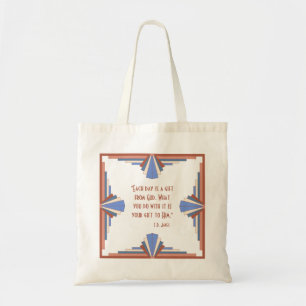 Art deco elements in rose gold & blue tote bag