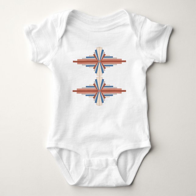 Art deco elements in rose gold, brown & blue baby bodysuit (Front)
