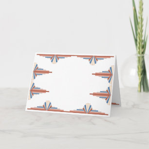 Art deco elements in rose gold, brown & blue card