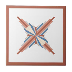 Art deco elements in rose gold,brown & blue ceramic tile
